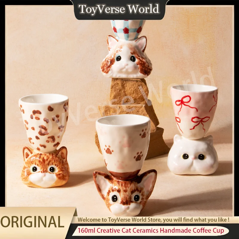 

160ml Creative Cat Coffee Cup Cartoon Ceramics Cup Handmade Ceramic Cup Home Breakfast Mug Milk Juice Water Cup Christmas Gifts