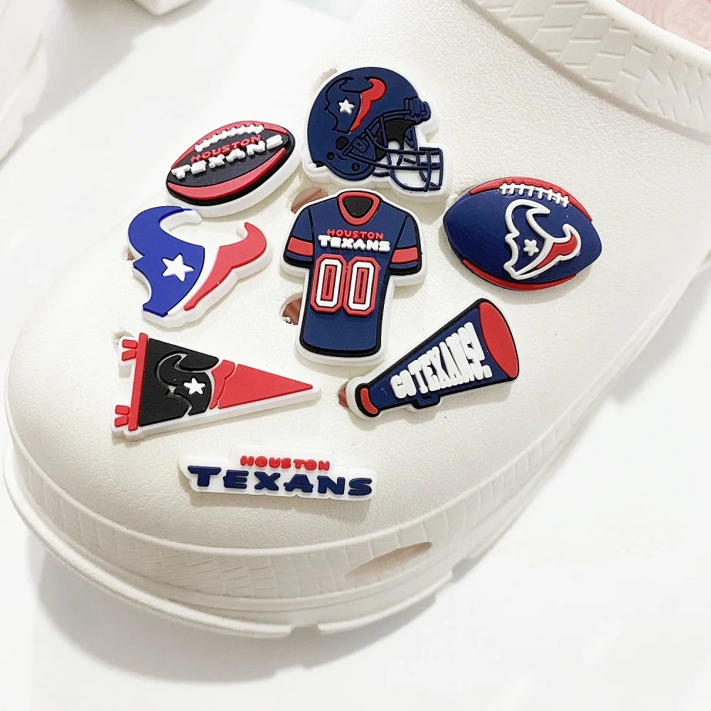 8PCS Sports Shoe Charms Football Charms for Clog shoes Slides Sandals & Bracelet Wristband Party Gifts for Girls, Boys