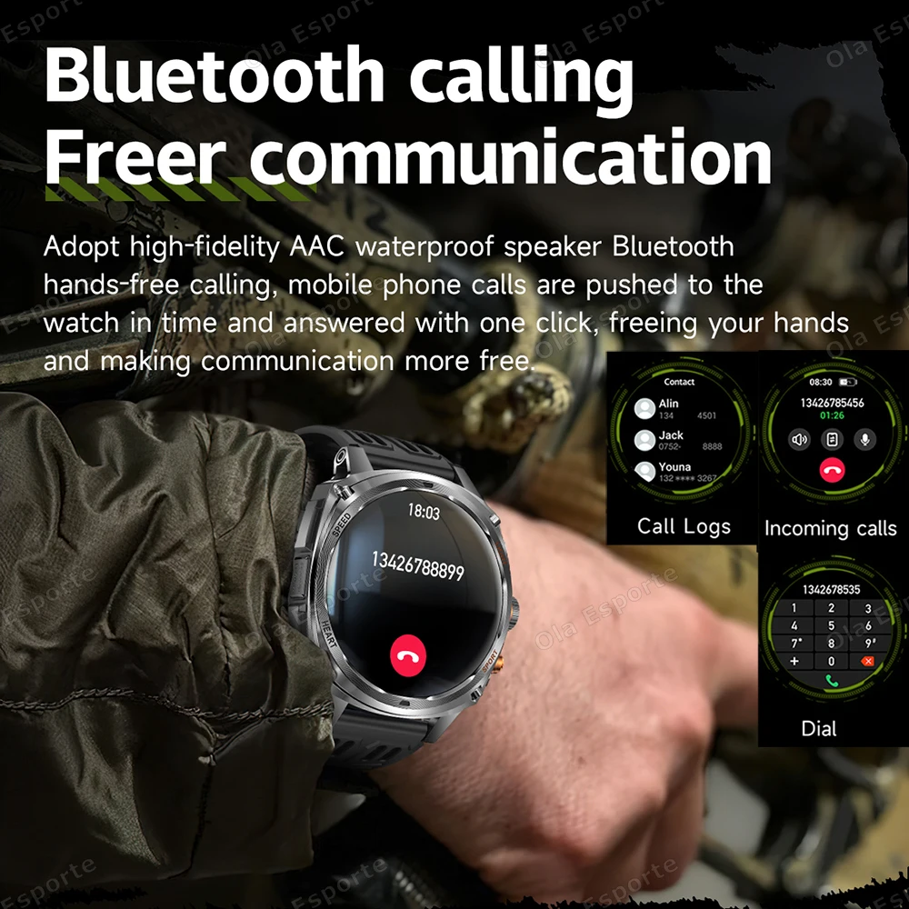 屋外スマートウォッチメンズ 800mah 超ロングバッテリー懐中電灯 GPS トラッカー BT 通話防水軍事スポーツフィットネススマートウォッチ