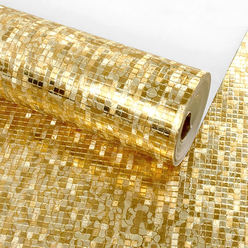 3D Waterproof Gold Foil Mini Mosaic Wallpaper Peel and Stick Lattice Toilet Kitchen Column Ktv Counter Silver Wallpapers