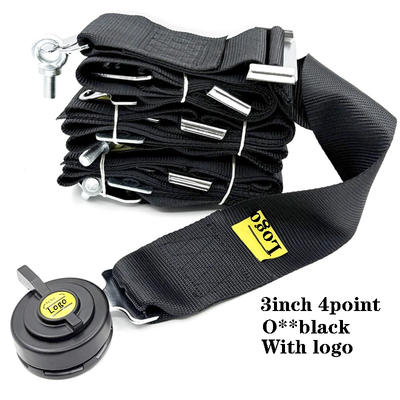حزام مقعد 3 بوصة 4 نقاط JDM حزام مقعد السيارة للسباق مع كاملوك سريع التحرير أزرق للسيارة مع شعار