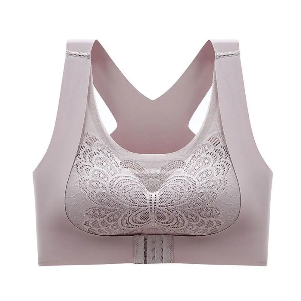 Ring Solid Color Cross Beauty Back Crop Top For Women Butterfly Seamless Push Up Bra Gathered Bra Front Closure Bra Tank Top