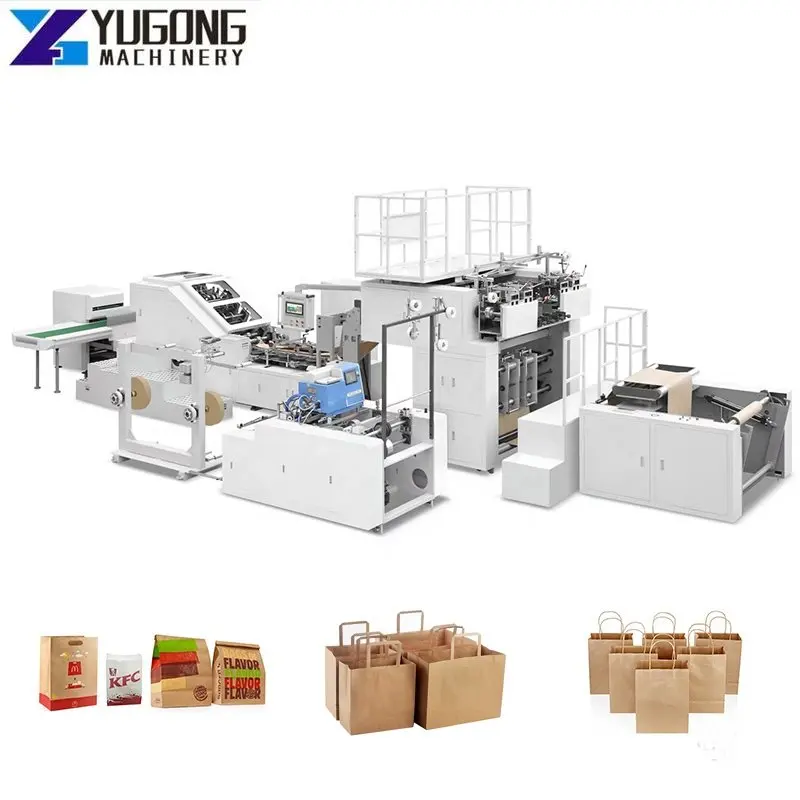 Automatic Square Bottom Paper Bag Making Machine Kraft Paper Bag Making Machine Mini Shopping Bag Paper Machine