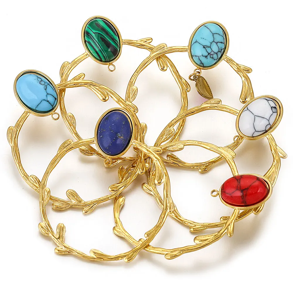 

2pcs Stainless Steel Natural Stone Gold Plated Earrings Base Hooks for DIY Handmade Parts Material Charms for Jewelry Making