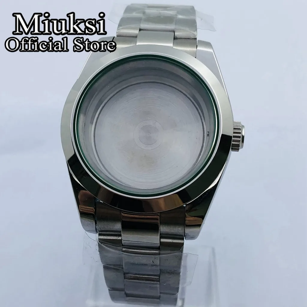 Miuksi 36mm/40mm silver watch case sapphire glass fit NH35 NH36 ETA2824 2836 PT5000 Miyota8205 8215 Mingzhu DG2813 3804 movement