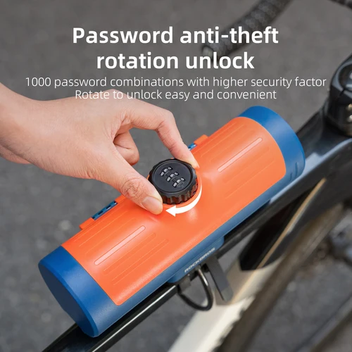 Imagen 2 del producto Bolsas de ciclismo ROCKBROS, caja de almacenamiento con contraseña de 0,7 L, bolsa impermeable para bicicleta, caja antirrobo de gran capacidad, caja de carcasa dura de almacenamiento