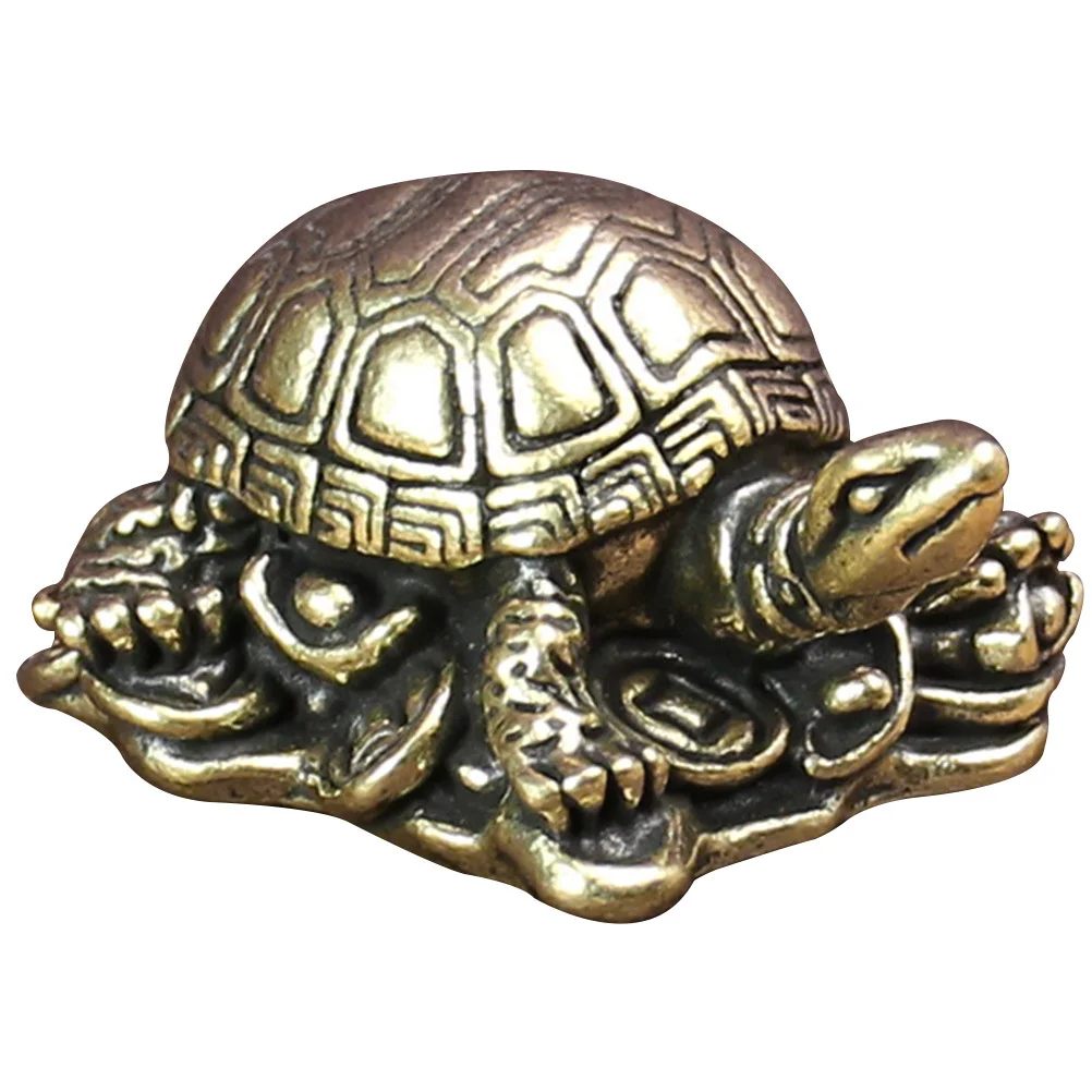 

Brass Turtle Ornament Desktop Decor Home Office Wealth Luck Symbol Chinese Tortoise Money Feng Shui Mascot