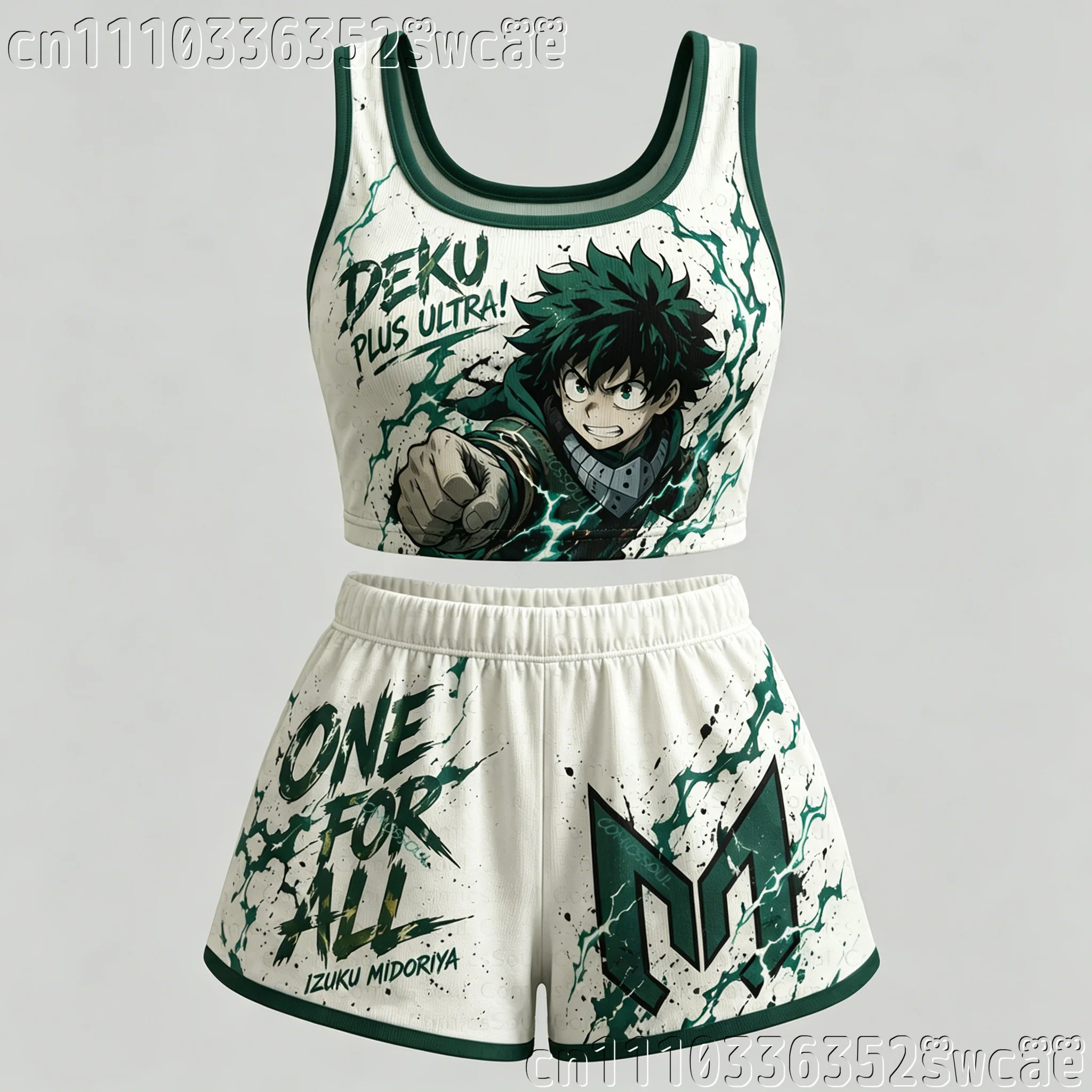 My Hero Academia Anime  2 Piece Outfit Women Crop Tank Top and Shorts Set Casual Streetwear Cartoon Tracksuit FamilyMatching