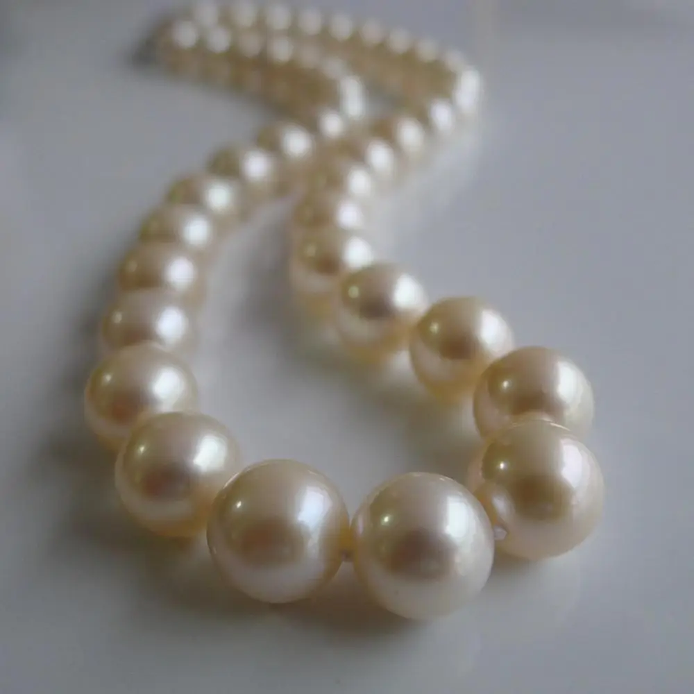 Send mother pearl 10-11mm round freshwater pearl natural necklace FINE JEWELRY 18IINCH