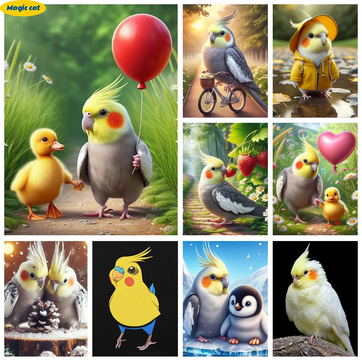 

Cockatiel Diamond Painting Kit Cartoon Bird Diy Diamond Embroidery Cross Stitch Mosaic Mural Home Wall Decor Kid Handmade Gift