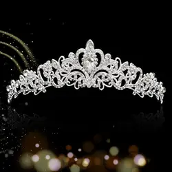 Silver Color Crystal Crown Tiara For Women Rhinestone Prom Diadem Headband Bridal Wedding Hair Accessories Jewelry Crown Tiara