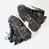 Punk Women Lace-Up Ankle Botas Mujer 2025 Rivet Metal Decoration Round Toe Thick Bottom Boots Woman Nightclub Rock Platform Shoe - Image 5