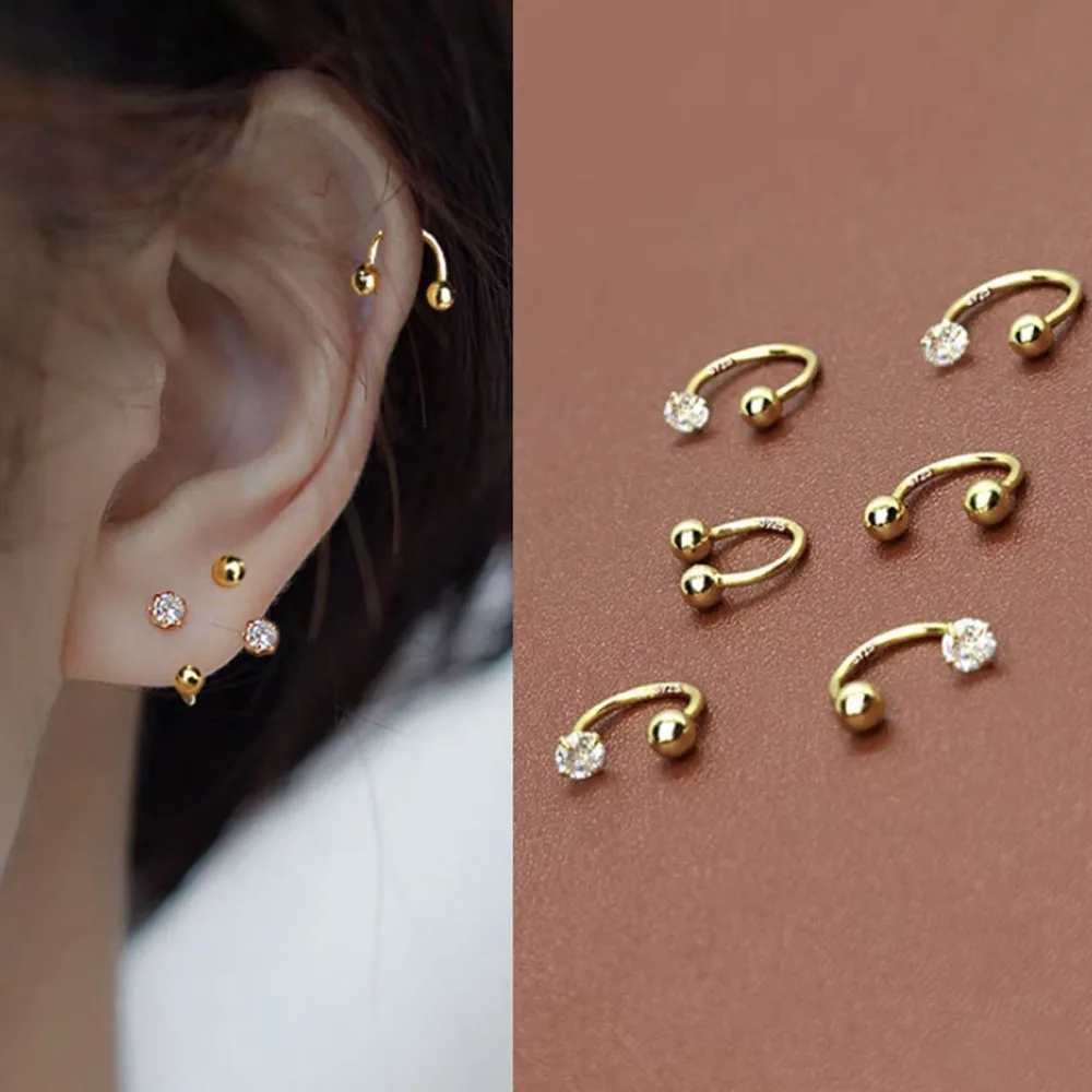 1 szt. Kolczyk do nosa w kształcie podkowy ze stali nierdzewnej, kolczyki do tragus, chrząstki, helisy, kolczyki do concha, rook, daith, kolczyki do lobu, biżuteria do piercingu