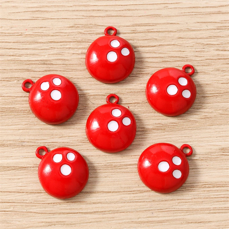 10pcs 12x15mm Cute Enamel Sport Bowling Ball Charms Pendants for Making Earrings Necklaces Bracelets DIY Crafts Jewelry Findings