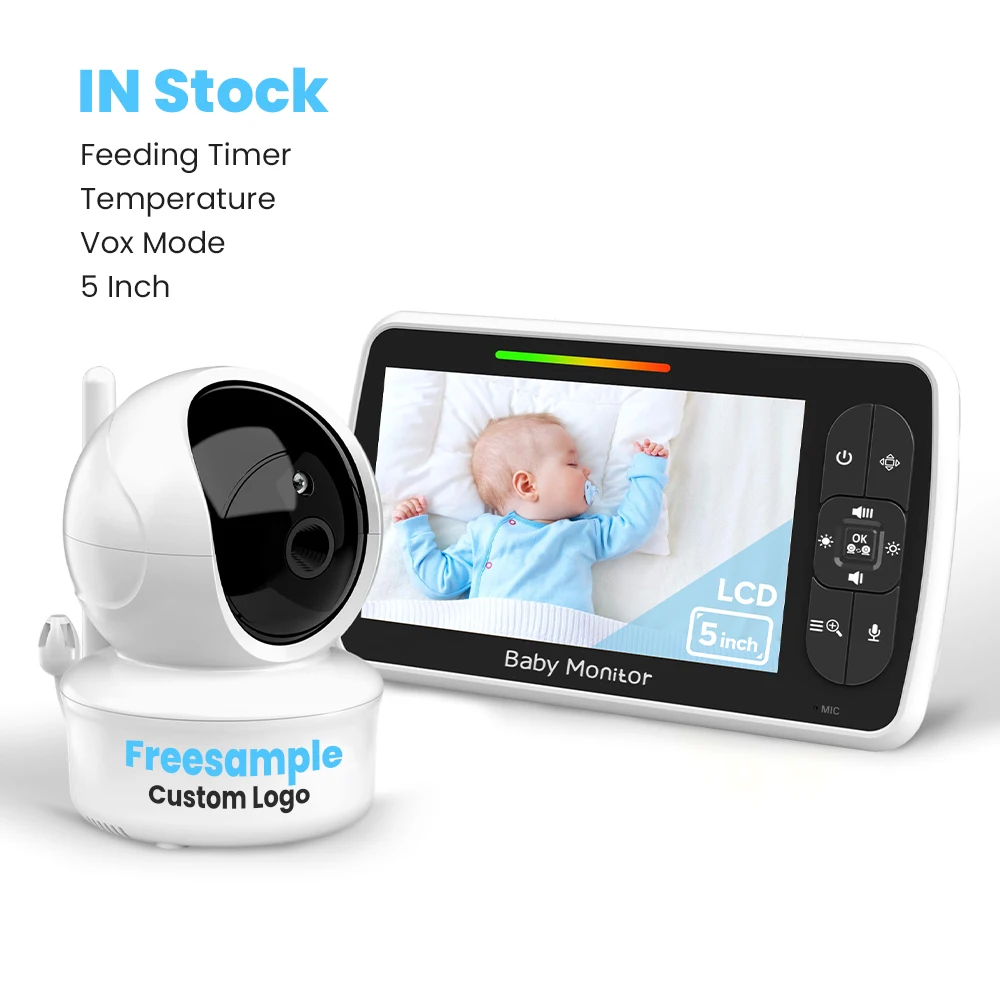 

360 Degree 5lnch Baby Monitor Camera Nanny Hd Security Night Vision Temperature Sleep Baby Smart Camera Monitor