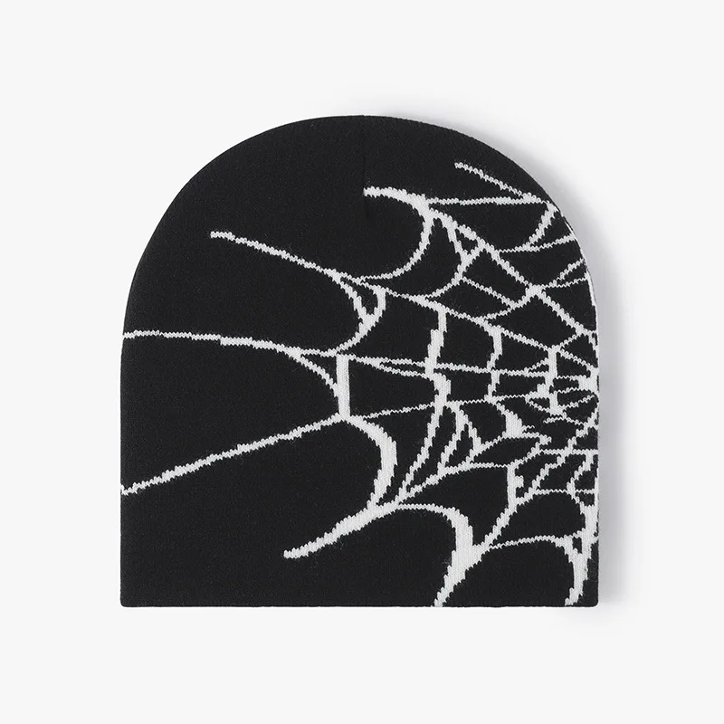 

Unisex Spider Web Hip Hop Knit Beanie Men's Y2K Stretch Warm Hat Women's Fashion Cap Out Door Sun Protection