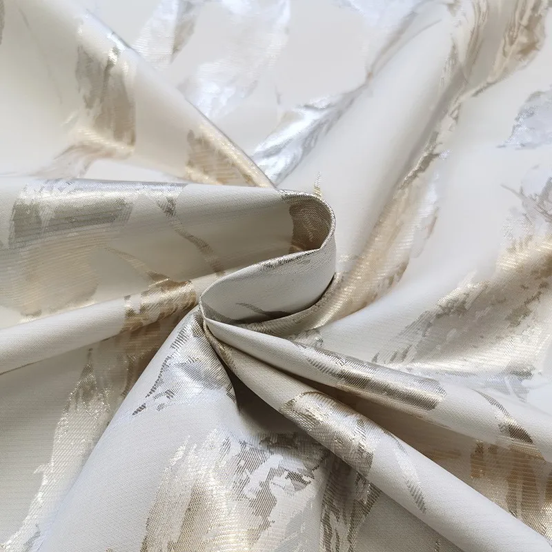 

High-end custom-made gold silk jacquard dress fabric runway brocade dyed performance costume
