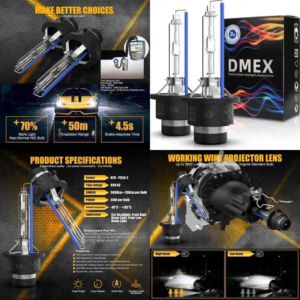 

D2S HID Лампы для фар Ксеноновые 35 Вт Замена 85122 66240 66040 66240CBI Налобный фонарь — упаковка из 2 шт., холодный белый 6000K
