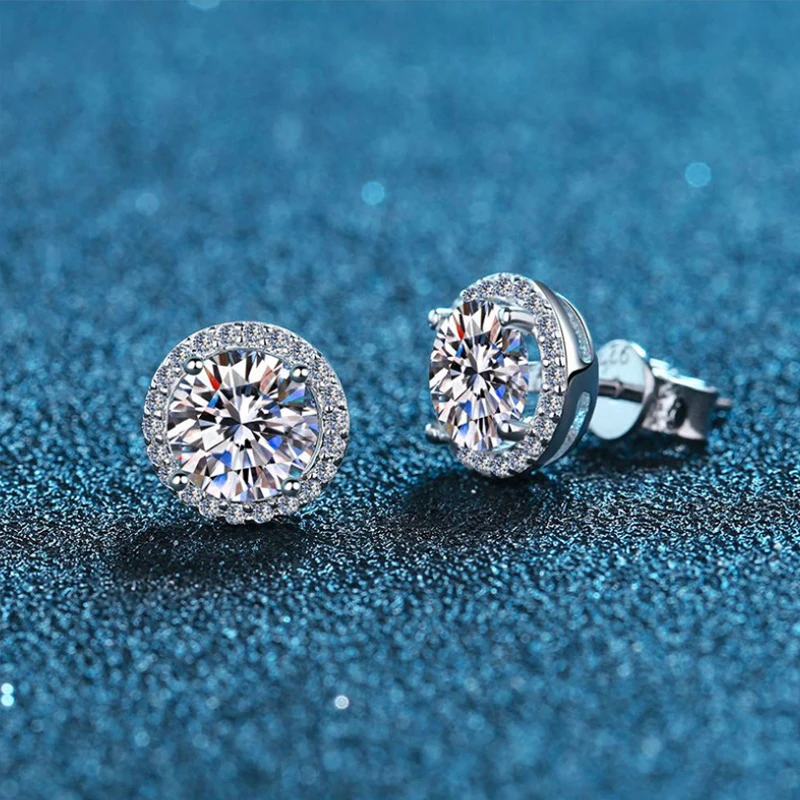 0,5-1CT getestete Moissanit- und Zirkon-Ohrringe für Herren und Damen, S925 Silber, plattiert, Braut-Hochzeits-Diamant-Ohrstecker, GRA – Detail 7
