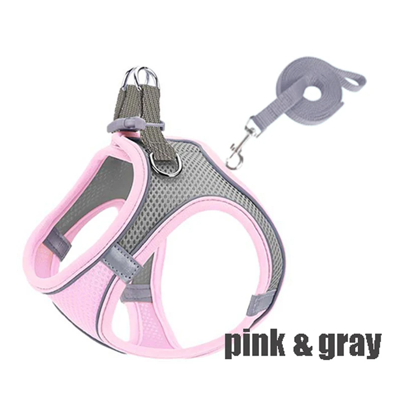 Reflective Pet Harness And Leash Set Adjustable Breathable Vest_voghion.com