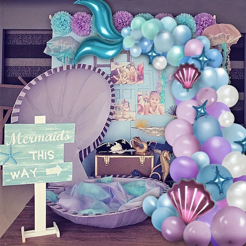 Mermaid Balloon Chain set birthday party decoration Mermaid Tail Foil balloon mermaid theme birthday party decoration set