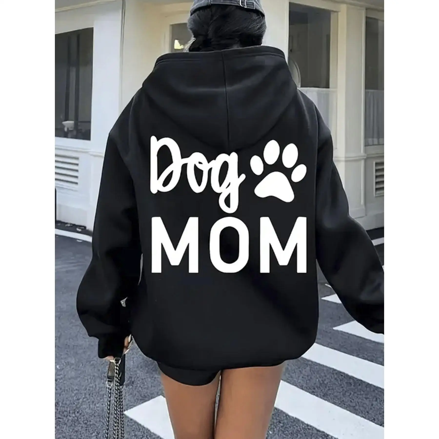 

Women's 'Dog Mom' Hoodie | Cute Paw Print Pet Lover Pullover | Female Casual Animal Enthusiast Gift Sweatshirt