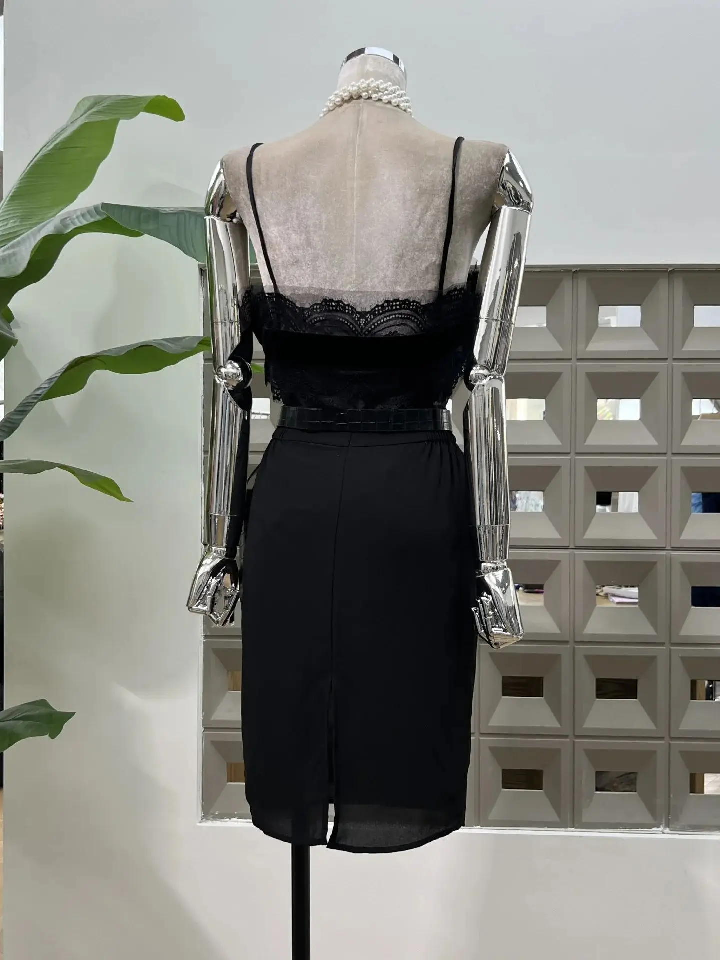 Sexy Square Collare Spitze Patchwork Durchsichtiges Partykleid mit Glöckchen Promi Geburtstag Abend Ballkleider Club Show Wear