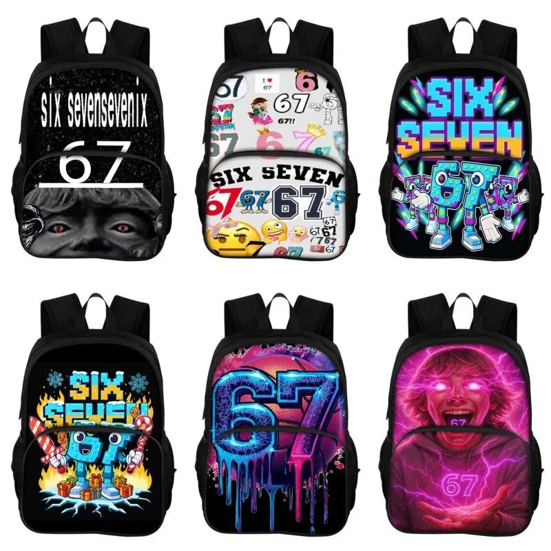 

In Stock Six Seven Backpack Meme Printed Large Capacity Lightweight Schoolbag Classic Charm Collectible Gift Series Ornaments