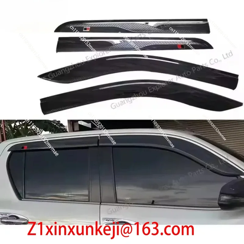 RAMAND Carbon Fiber Car Door Visor For Hilux GR Sun Shade Rain Guard Window Visor For Toyota Hilux GR