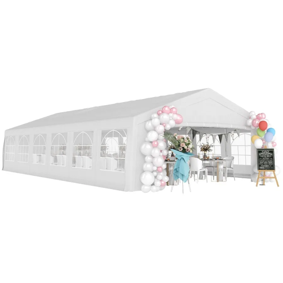 

20' x 40' Large Outdoor Carport Canopy Party Tent with Removable Protective Sidewalls Versatile Uses White