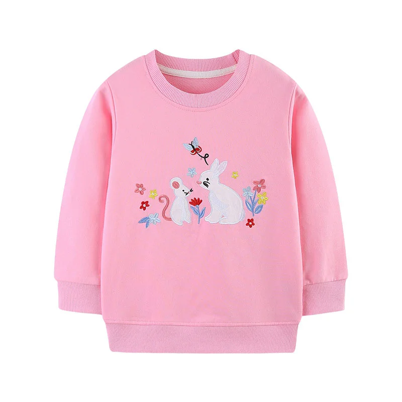 

Jumping Meters 2-7T New Design Long Sleeve Girls Sweatshirts Bunny Autumn Winter Children's Clothes Cotton Hooded Cute Baby Tops