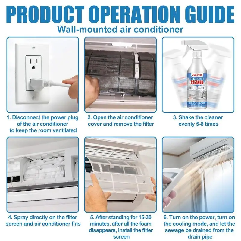 60Ml Airconditioner Cleaner Op Haak Vrij Van Demontage Huishoudelijke Airconditioner Schoonmaken Ontgeuring Schuimende Actie