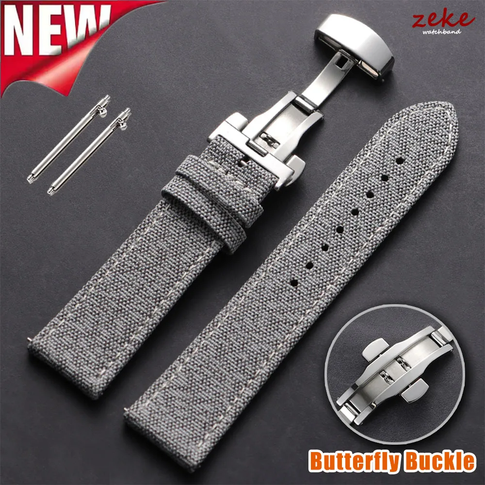 Correa de reloj de nailon de tela de vela de 20mm y 22mm para Seiko Omega Business, hebilla de mariposa, resistente al agua, correa de reloj de liberación rápida para hombres y mujeres
