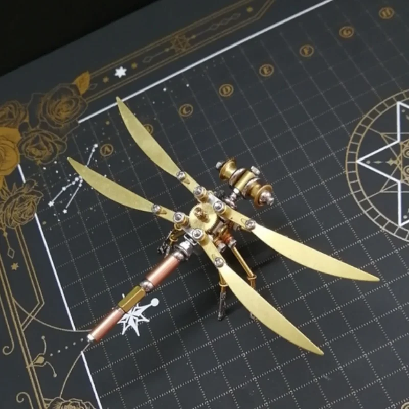 DIY metalowy montaż Dragonfly zestawy modeli 3D Puzzel zabawka dla dzieci dorosłych Steampunk mechaniczne owady ozdoby ręcznie robione chłopięce prezent