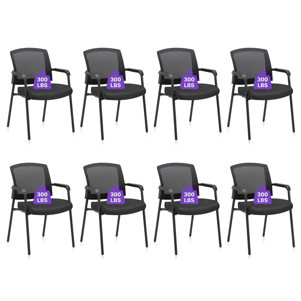 

Stacking Chairs Set of 8, Stackable Waiting Room Chairs No Wheels with Armrest, Ergonomic Mesh Office Reception Guest Chair for