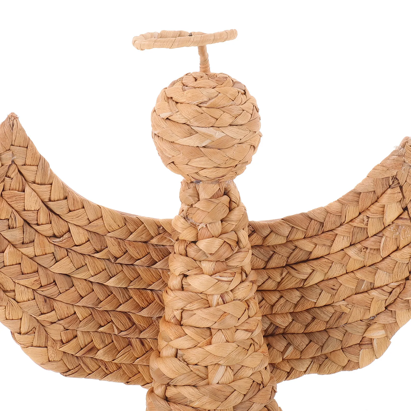 Woven Angel Christmas Tree Topper Rustic Handwoven Guardian Angel Statue Holiday Table Centerpiece Thanksgiving Farmhouse Decor