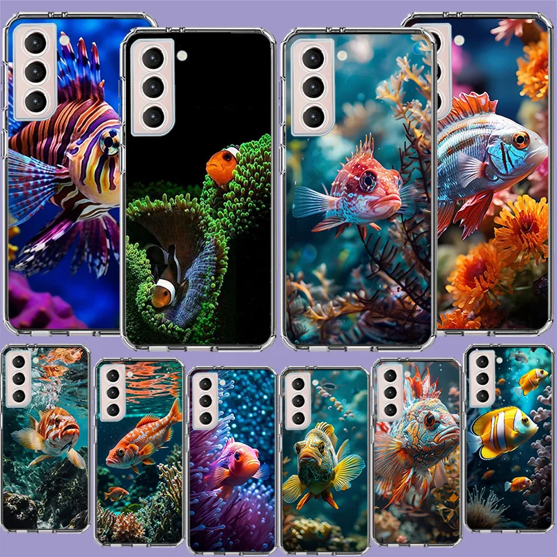 Red Fish Swims in The Depths of The Sea Phone Case For Galaxy A15 A25 A35 A55 Samsung A10 A20E A30 A40 A50 A70 A11 A21S A31 A41