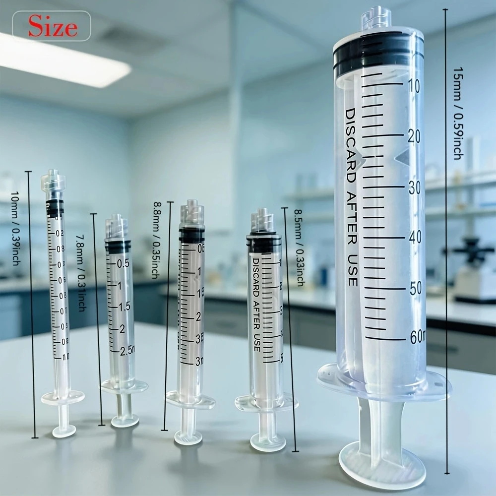 Industrial Plastic Luer Lock Dispensing Syringe Without Needle, Precision Measuring Tool for Liquid Oil Glue Ink Resin Craft Lab