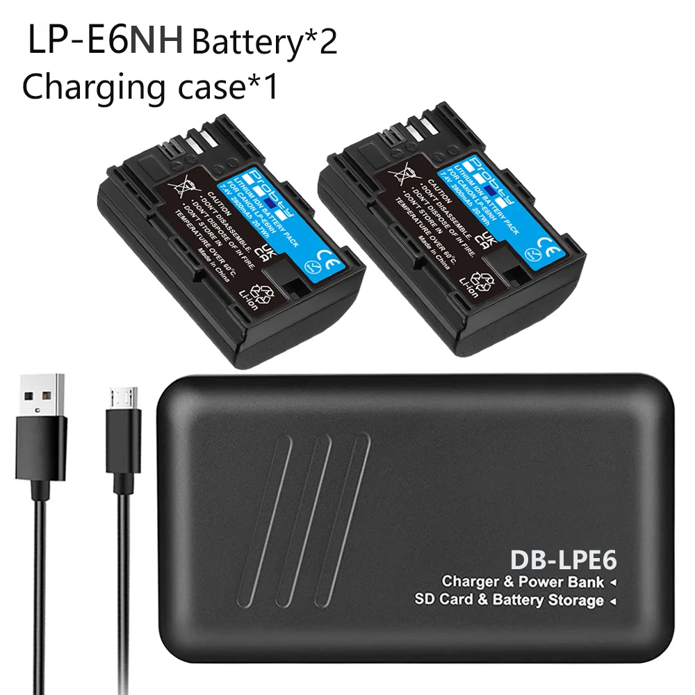 LP-E6NH LP-E6N LP-E6 バッテリーと充電器ケースキヤノン EOS R5 R6