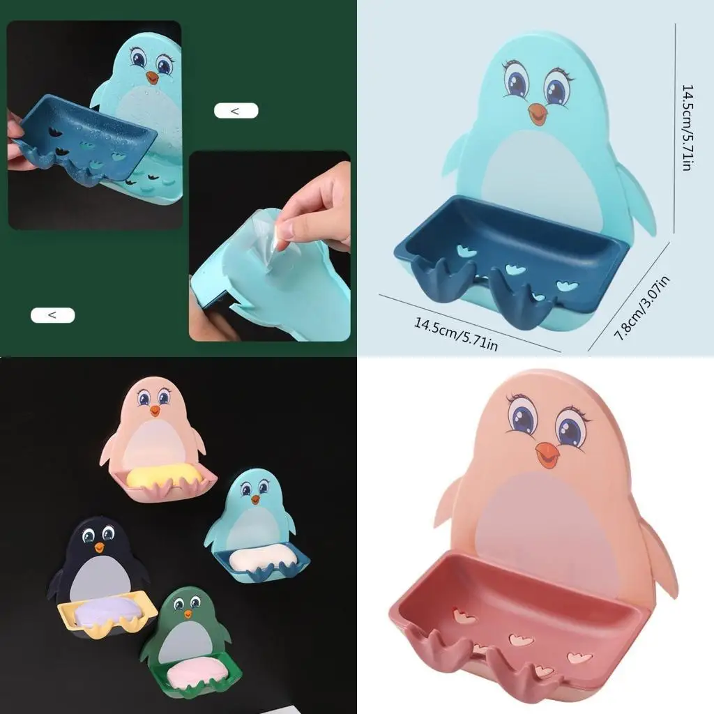 

G6KF Decorative Penguins Soap Box Non-slip Soap Dish Home Household Supplies for Dormitory Soap Organization