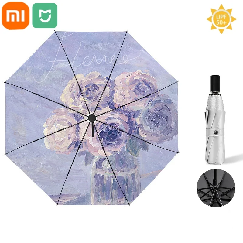 Xiaomi 24 Bone Solid Color Automatic Umbrella Light Collapsible Large Format Outdoor Sunshade UV Protection Automatic Umbrella