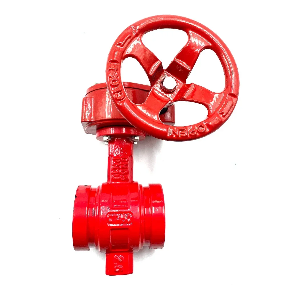 วาล์วผีเสื้อแบบเวเฟอร์เหล็กดัดขึ้นรูปชนิดร่องปลาย พร้อมกล่องเกียร์ส่งสัญญาณ สำหรับระบบดับเพลิง