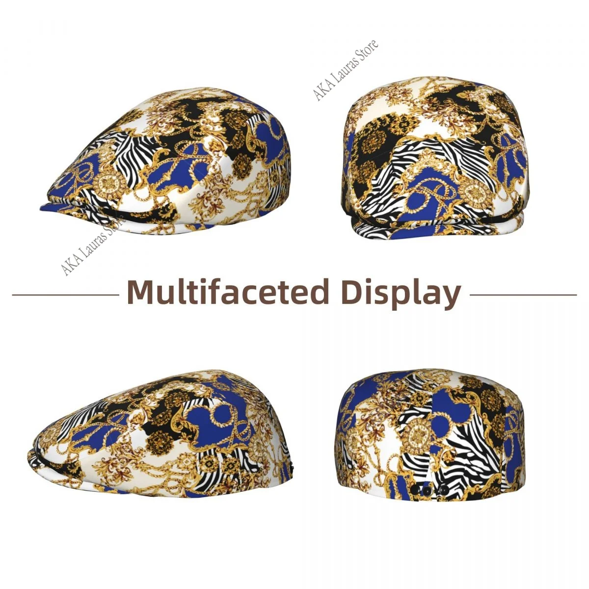 Newsboy Cap Peaky Octagonal Hat Vintage Casual Cap Baroque Scrolls Berets Visor Gatsby Flat Ivy Hat
