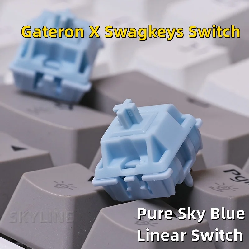 Gateron x swagkeys สวิตช์เชิงเส้นสีฟ้า (สต๊อก/มีสาย) ก้านยาวแบบเส้นตรงสปริงยาว5พิน