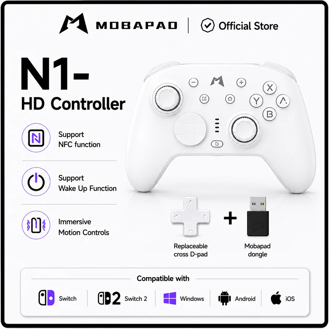 

MOBAPAD N1S / N1 HD 2.4G Wireless,Hall Effect Joystick Controller For Nintendo Switch 2 PC Android iOS Gamepad Game Accessories