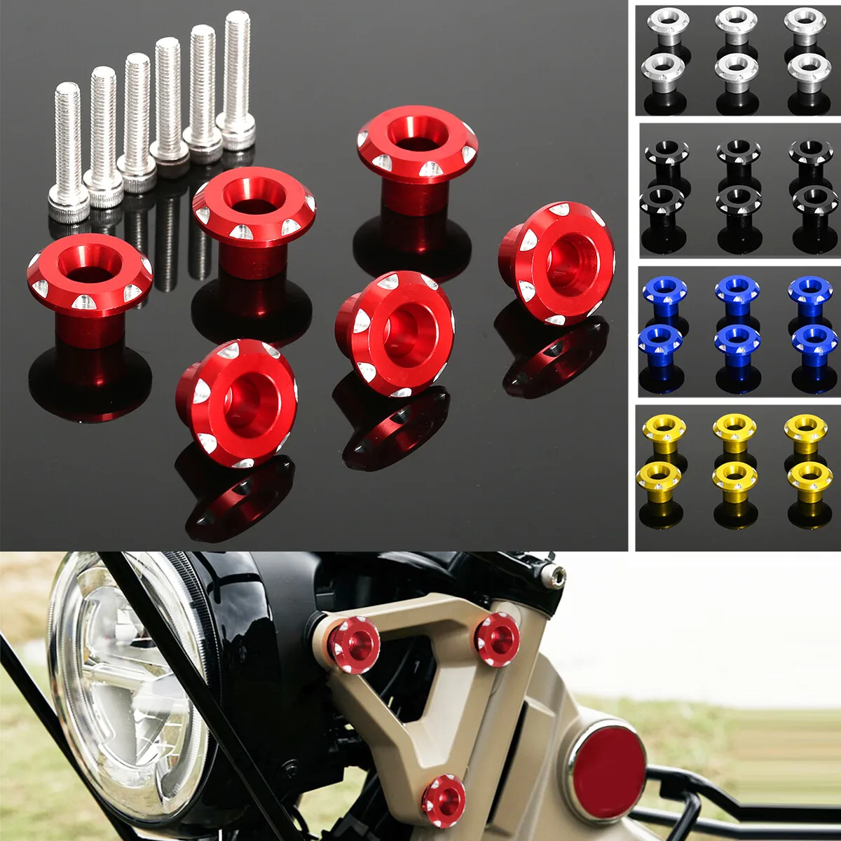 

3D CNC 6MM HEADLIGHT BOLT WASHER CAP COVER FOR HONDA MONKEY 125 CT125 TRAIL 3D CNC 6MM HEADLIGHT BOLT WASHER CAP COVER