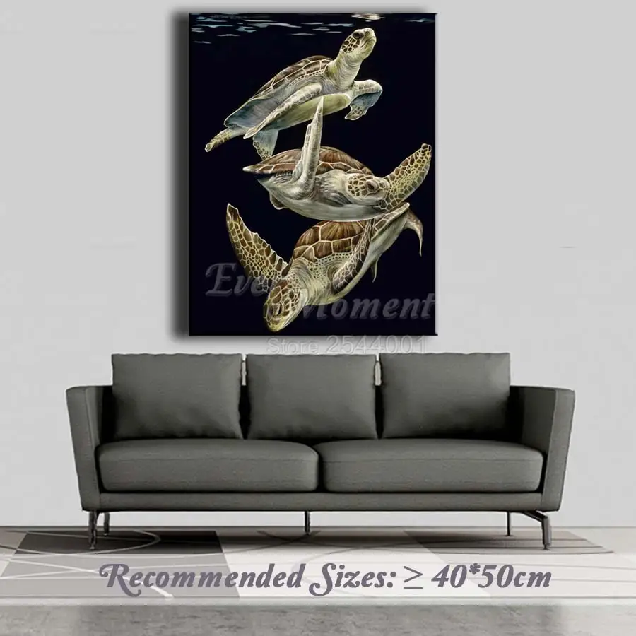 DIY الماس اللوحة ثلاثة السلاحف السباحة الماس التطريز من أي وقت مضى لحظة كامل جولة مربع دريل جدار صورة ديكور المنزل ASF978 #2