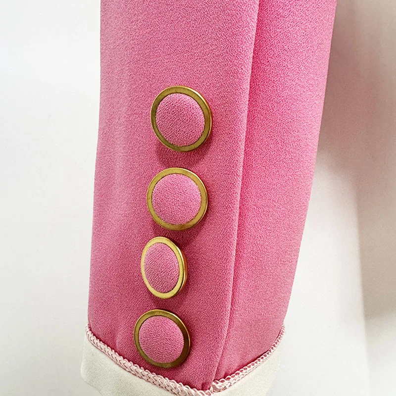 ALPHALMODA 2025,แฟชั่นคนดัง,ขอบสีขาว,สีตัดกัน,เสื้อสูทหรูหรา + กระโปรงยาวถึงเข่า,ผู้หญิง 2 ชิ้นชุด