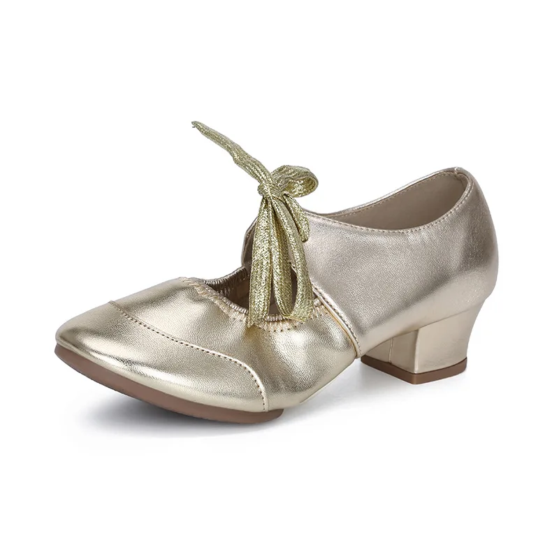 Comfortable Breathable PU Golden Ballet Latin Modern Dance Shoes zapatos de baile latino para mujer profesional