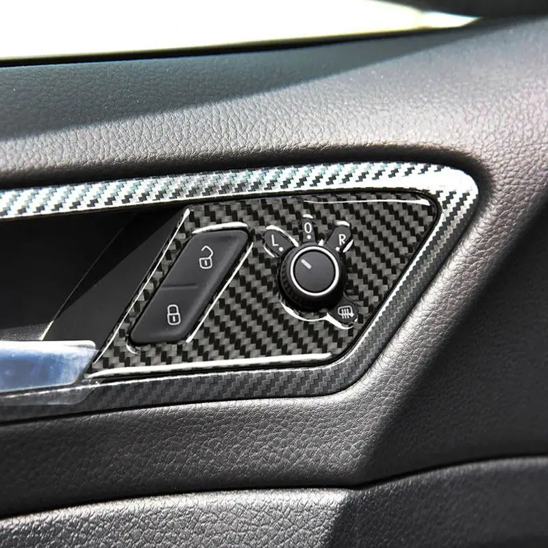 For VW Golf 7 MK7 R GTI GTE GTD 2013 2014 2015 2016 2017 2018-19 4pcs Car Interior Soft Carbon Fiber Inner Door Lock Cover Trim